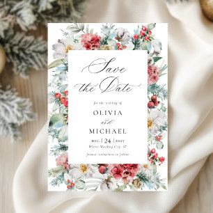 Eleganter Winter Hochzeit Weihnachten florale Form Save The Date