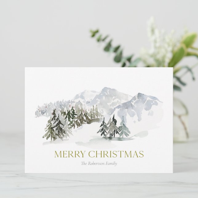 Eleganter Winter Mountain Weihnachten (Stehend Vorderseite)