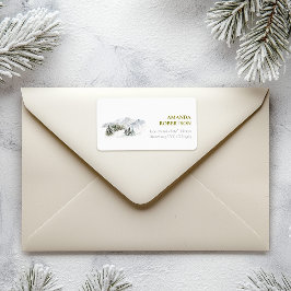 Eleganter Winter Mountain Weihnachten Adressaufkleber