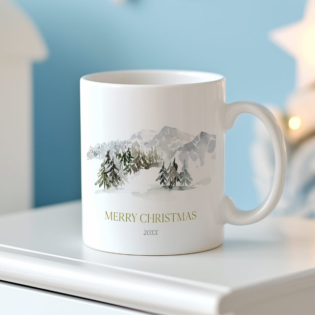Eleganter Winter Mountain Weihnachten Kaffeetasse (Von Creator hochgeladen)