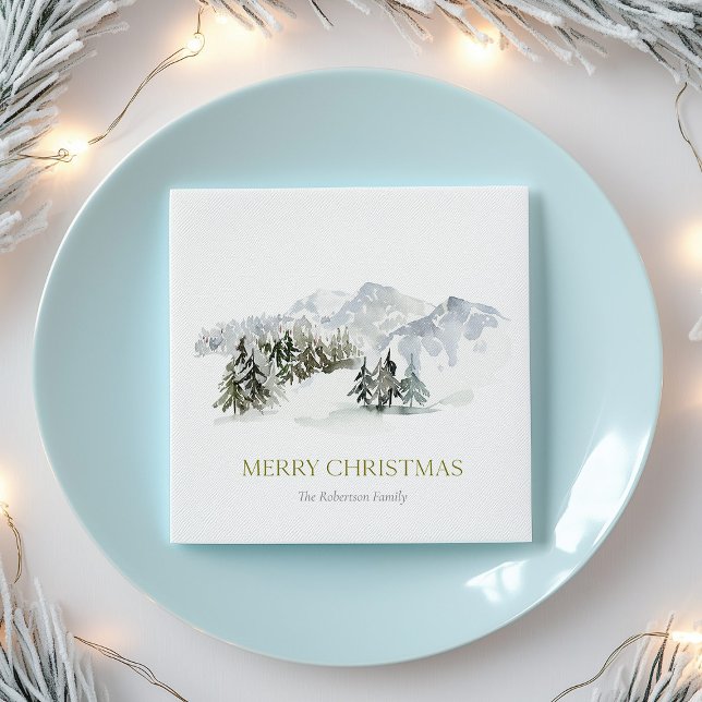 Eleganter Winter Mountain Weihnachten Serviette (Von Creator hochgeladen)