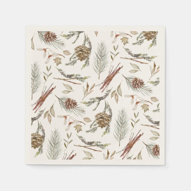 Eleganter Winter Napkins mit Pinecones Serviette (Vorderseite)