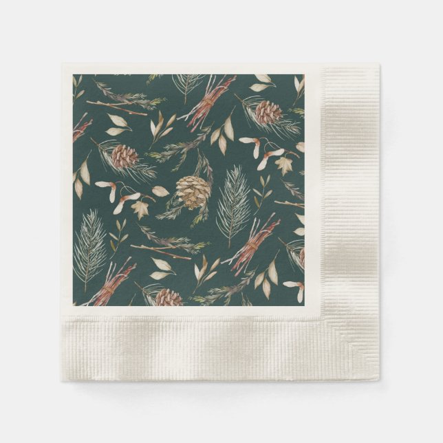 Eleganter Winter Napkins mit Pinecones Serviette (Vorderseite)