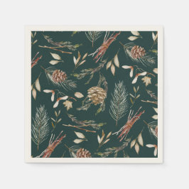 Eleganter Winter Napkins mit Pinecones Serviette
