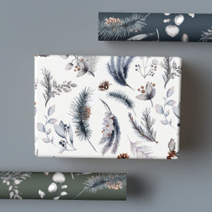 Eleganter Winter Pine Botanicals Urlaub Geschenkpapier Set