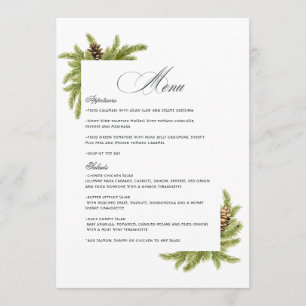 Eleganter Winter Pines Weihnachtsweih Menükarte