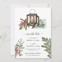 Eleganter Winter Rustic Pine Trees Lantern Wedding