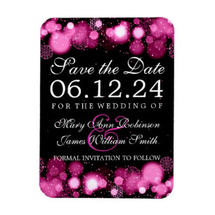 Eleganter Winter Save the Date rosa Lights Magnet