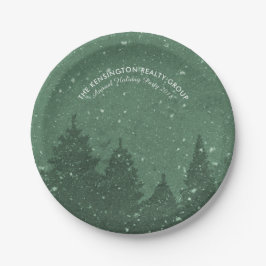 Eleganter Winter-Schnee im Garten Pappteller