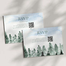 Eleganter Winter-Schnee-Kiefern-Hochzeits-QR-Code