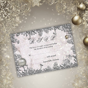 Eleganter Winter Snow Silver Weihnachts-RSVP Einladung