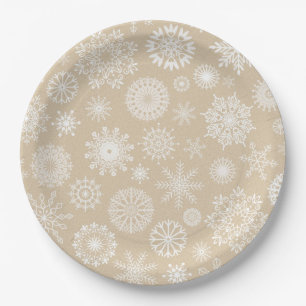 Eleganter Winter Snowflake Weihnachten Pappteller