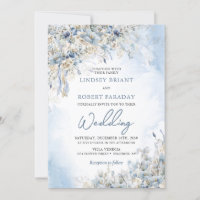 Eleganter Winter staubige blaue Blumen und weiße R