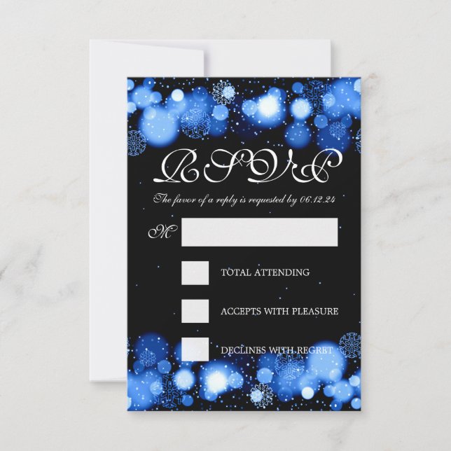 Eleganter Winter Wedding UAWG Blue Lights RSVP Karte (Vorderseite)