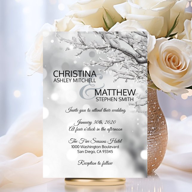 Eleganter Winter Wonderland Schneeflocken WEDD Einladung (Elegant Winter Wonderland Snow Snowflakes WEDDING Invitation)