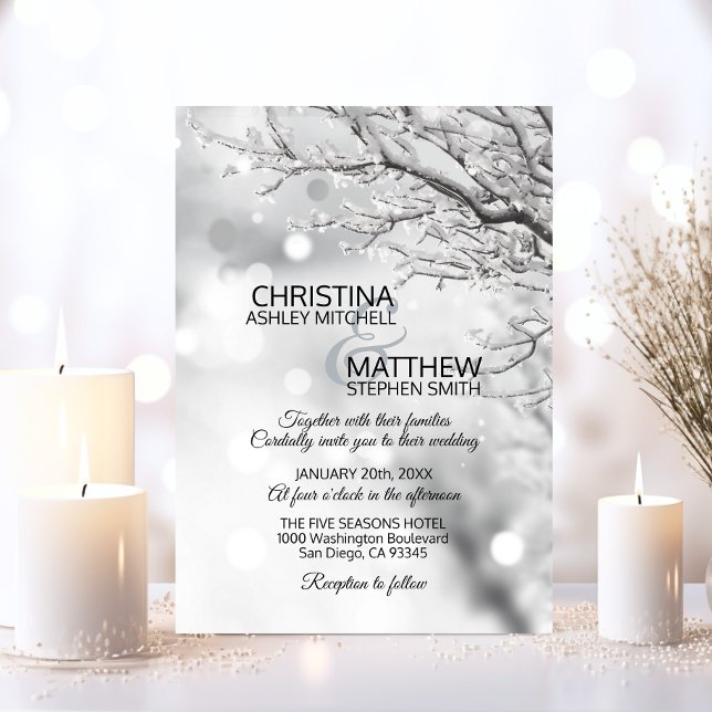 Eleganter Winter Wonderland Schneeflocken WEDD Einladung (Elegant Winter Wonderland Snow Snowflakes WEDDING Invitation)
