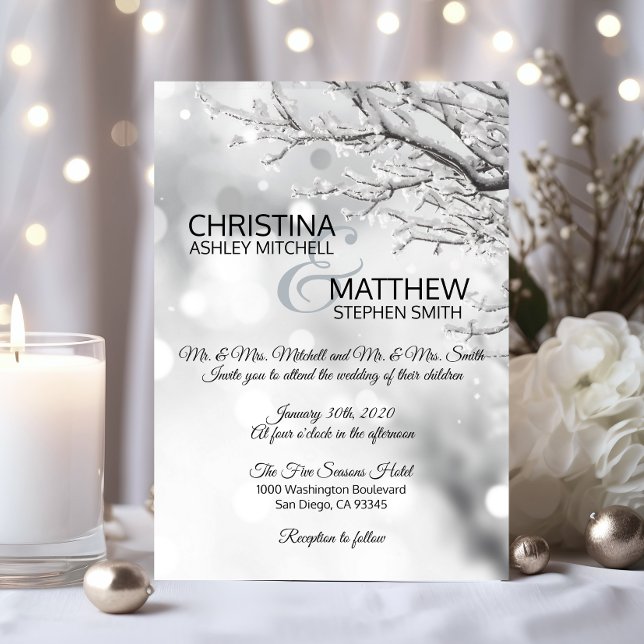 Eleganter Winter Wonderland Schneeflocken WEDD Einladung (Elegant Winter Wonderland Snow Snowflakes WEDDING Invitation)