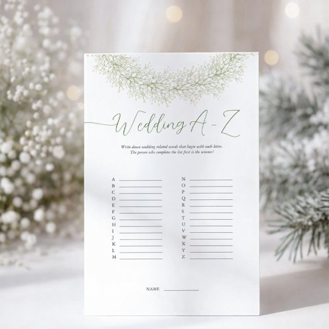 Eleganter Winter Wreath Wedding A-Z Game Flyer (Von Creator hochgeladen)