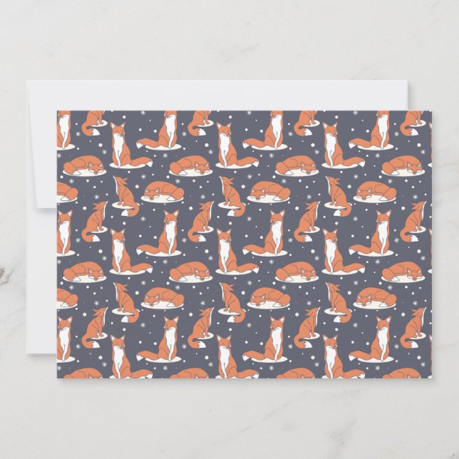 Eleganter Winterfuchs Schneienacht Feiertagskarte (Vorderseite)