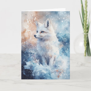 Eleganter Winterfuchs zwischen schneebedeckten Blu Karte