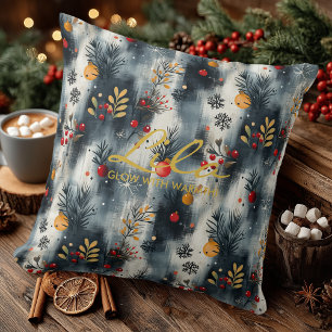 Eleganter Winterglanz – Moderne Weihnachtsbotanik Kissen
