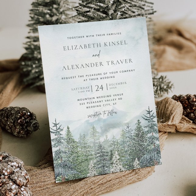 Eleganter Winterwald Pine Trees Wedding Einladung (Von Creator hochgeladen)