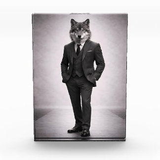 Eleganter Wolf in klassischem Anzugporträt Fotoblock