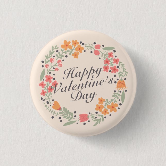 Eleganter wreath-Button-Knopf des Valentines Button (Vorderseite)