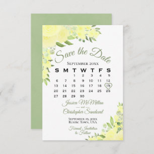 Eleganter Yellow Watercolor Blumenkalender Save The Date