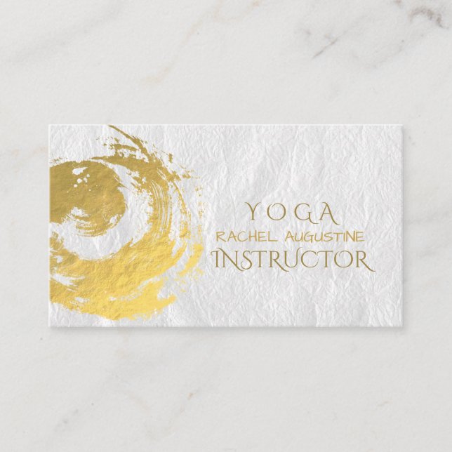 Eleganter YOGA Gold Foil Pinselstriche ZEN Symbol  Visitenkarte (Vorderseite)