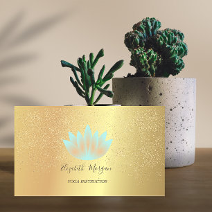 Eleganter Yoga-Lehrer mit Lotus-Gold-Konfetti Visitenkarte