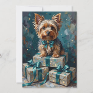 Eleganter Yorkshire Terrier-Hund-Feiertagsgeschenk Feiertagskarte