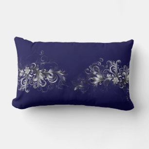 Eleganter Zauber Silber- und Blaukissen Lendenkissen