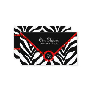 Eleganter Zebra-Druck u. rote Spitze Visitenkarte