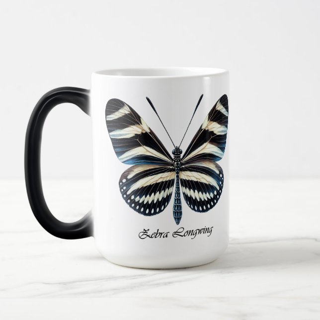 Eleganter Zebra-Langflügel-Schmetterlings-Wrap  Verwandlungstasse (Links)