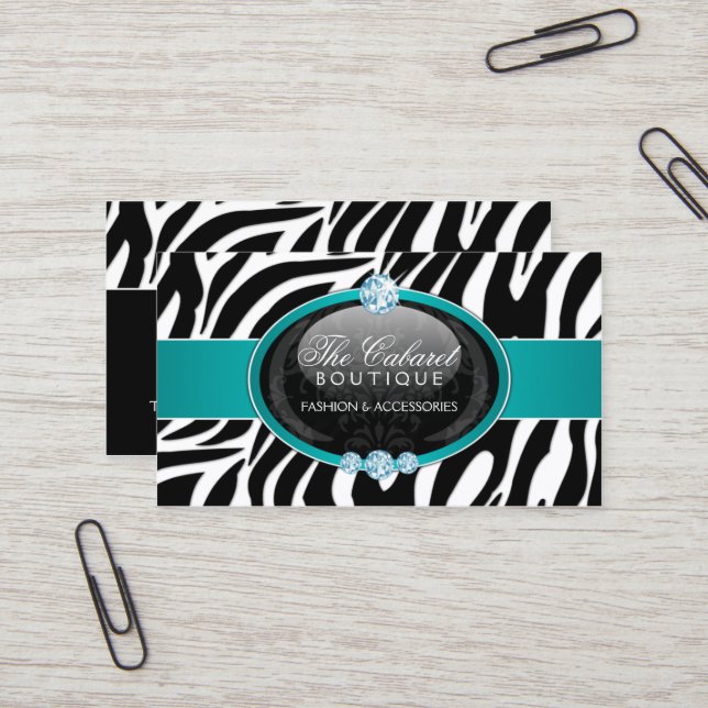 Eleganter Zebra-Mode-Schmuck Visitenkarte (Vorderseite/Rückseite Beispiel)