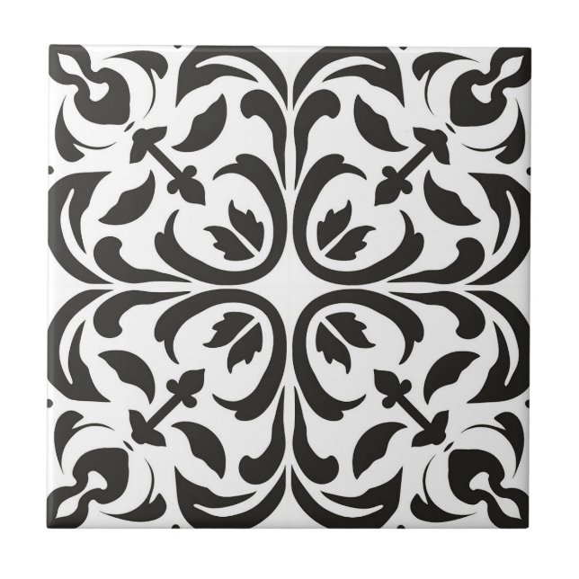 Eleganter zeitgenössischer Verzierter Chic Fliese (Vorderseite)