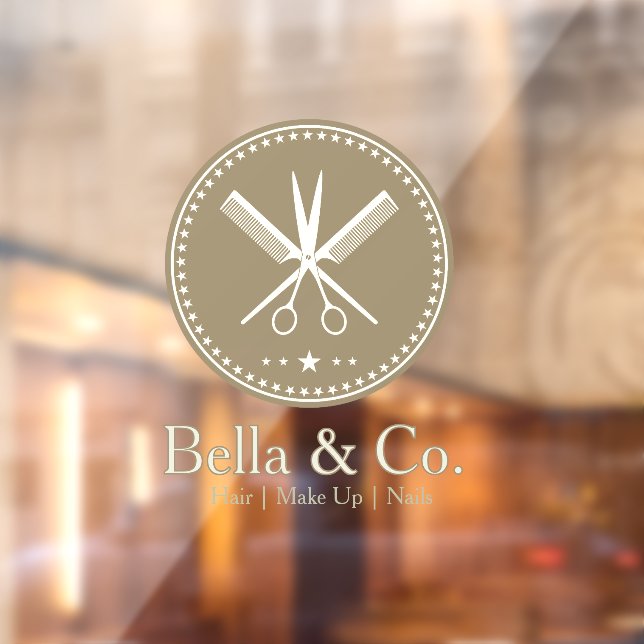 Eleganter zeitloser Beruflicher Friseur und Schönh Fensteraufkleber (Blatt 2)