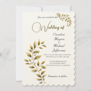 Eleganter zeitloser Foliage Goldener Minimalismus Einladung