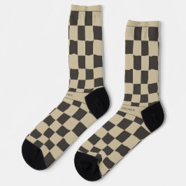 Eleganter zeitloser Name Beige und dunkel kariert Socken