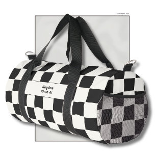 Eleganter zeitloser Name Schwarz-Weiß-Karo Duffle Bag