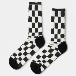 Eleganter zeitloser Name Schwarz-Weiß-Karo Socken