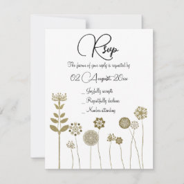 Eleganter zeitloser Soft Gold BlumenMinimalismus RSVP Karte