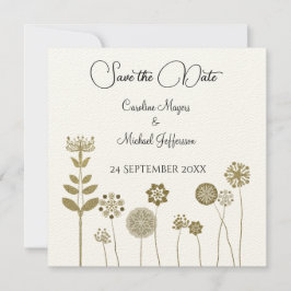 Eleganter zeitloser Soft Gold BlumenMinimalismus Save The Date