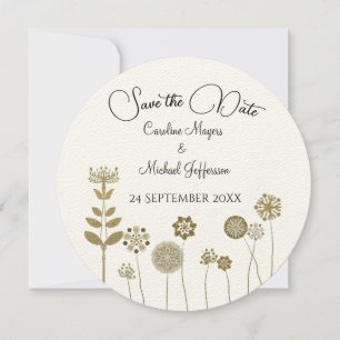 Eleganter zeitloser Soft Gold BlumenMinimalismus Save The Date