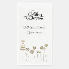 Eleganter zeitloser Soft Gold BlumenMinimalismus Serviette