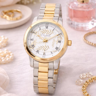 Eleganter zeitloser, weicher Gold-Foliage Armbanduhr