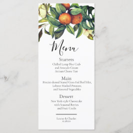 Eleganter Zitrusgrün Orangenblüte Menükarte