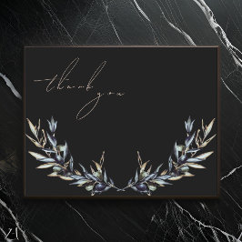 Eleganter Zweig des Olive Watercolor Dankeskarte