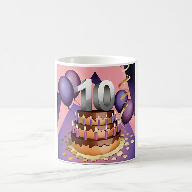 Elegantes 10-jähriges Celebration Cake Design Kaffeetasse (Von Creator hochgeladen)